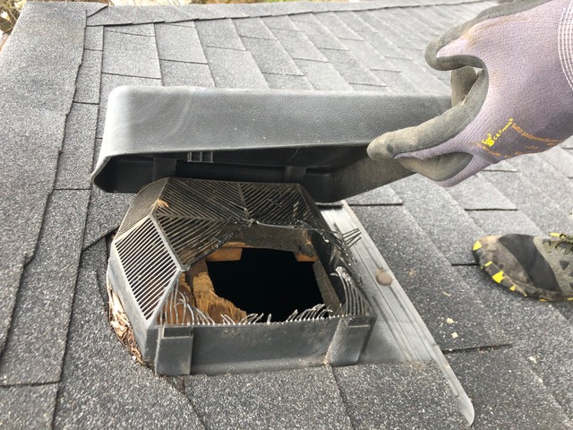 Damaged roof vent covers in Springfield